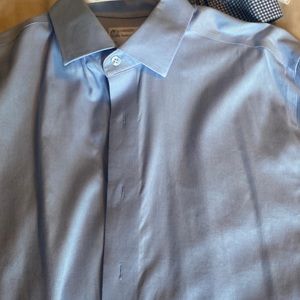 Solid blue Lorenzo Uono dress shirt